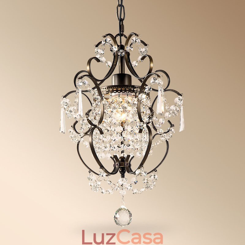 Lustre de pintura de ferro com lâmpada de iluminação moderna de cristal transparente