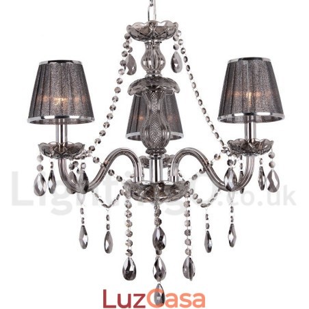 Lustre estilo vela de cristal K9 de 3 luzes Lustre estilo vela de cristal K9 de 3 luzes