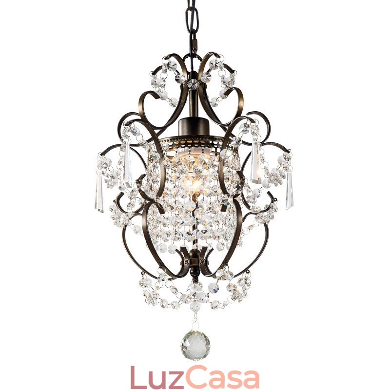 Lustre de pintura de ferro com lâmpada de iluminação moderna de cristal transparente