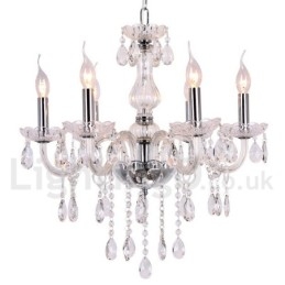 Lustre estilo vela de cristal K9 contemporâneo de 6 luzes