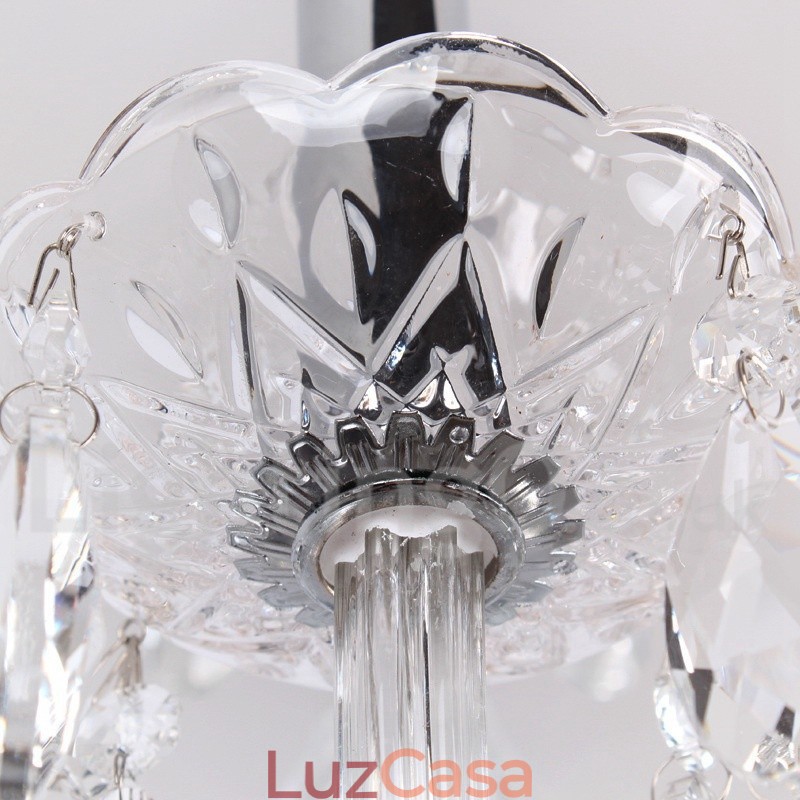 Lustre estilo vela de cristal K9 contemporâneo de 6 luzes