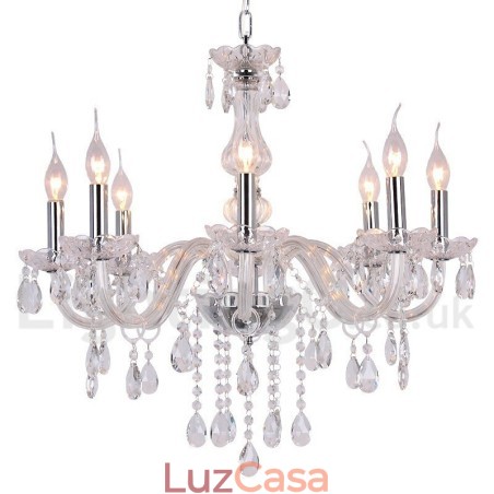 Lustre estilo vela de cristal K9 contemporâneo de 8 luzes