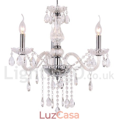 Lustre estilo vela de cristal K9 contemporâneo de 3 luzes Lustre estilo vela de cristal K9 contemporâneo de 3 luzes