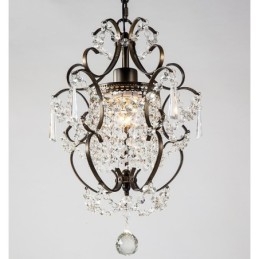 Lustre de pintura de ferro com lâmpada de iluminação moderna de cristal transparente