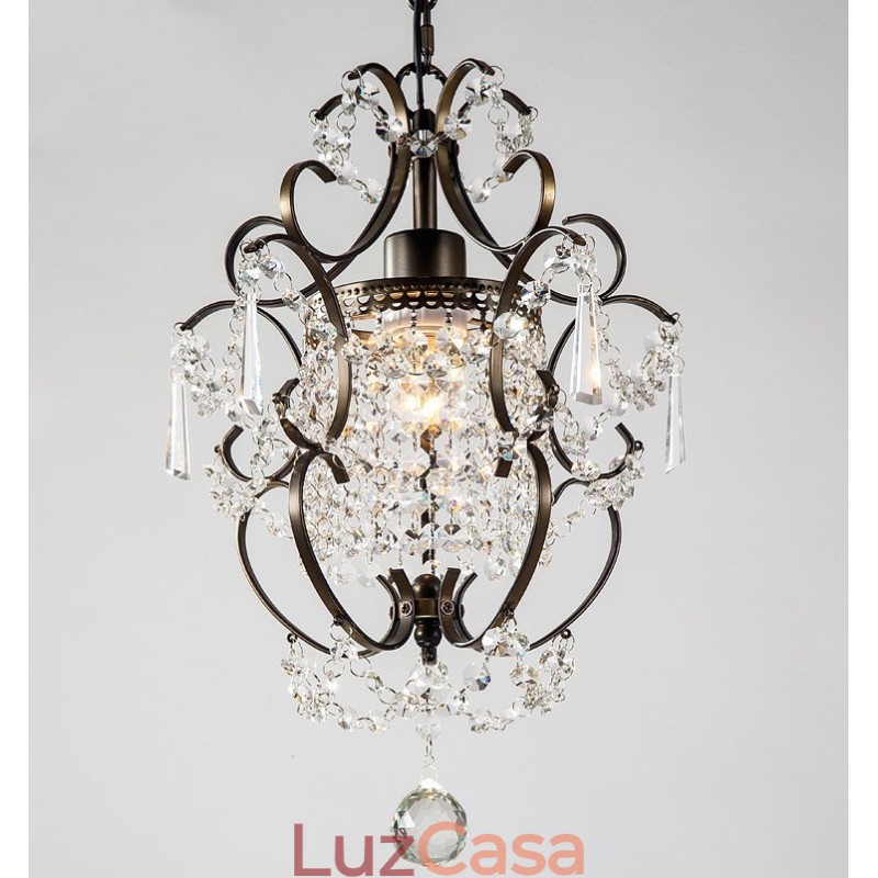 Lustre de pintura de ferro com lâmpada de iluminação moderna de cristal transparente