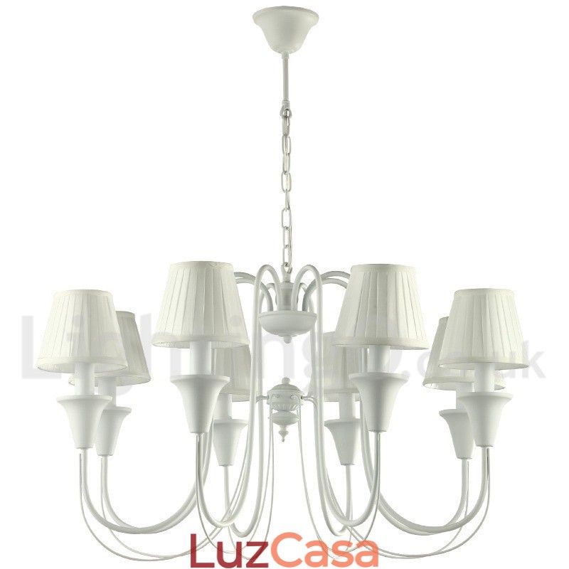 Lustre estilo vela retrô branco de 8 luzes