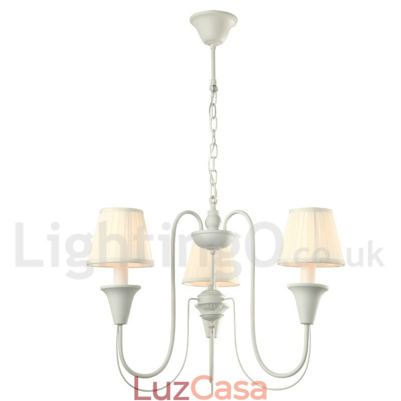 Lustre estilo vela retrô branco de 3 luzes