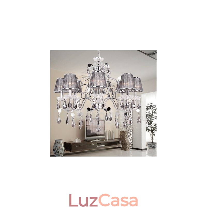 8 Lustre estilo vela de cristal K9 cinza claro