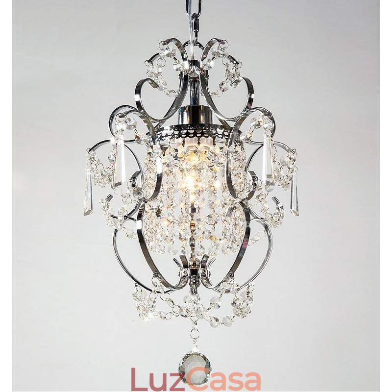 Lustre de pintura de ferro com lâmpada de iluminação moderna de cristal transparente