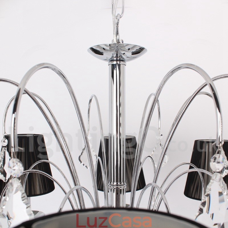 Lustre estilo vela de cristal K9 contemporâneo de 8 luzes