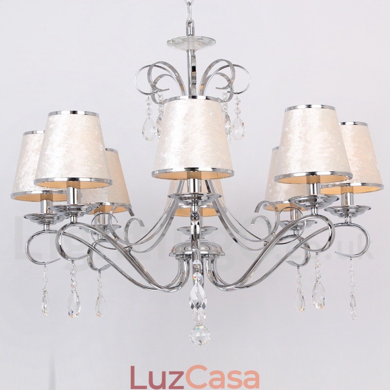 Lustre estilo vela de cristal K9 contemporâneo de 8 luzes