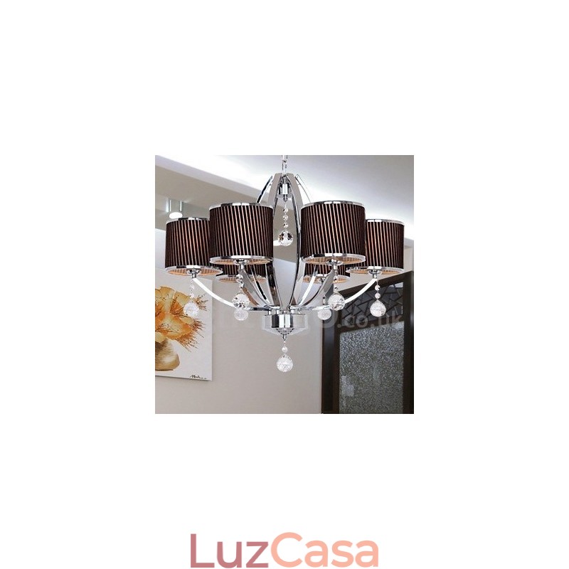 Lustre estilo vela de cristal K9 contemporâneo de 6 luzes