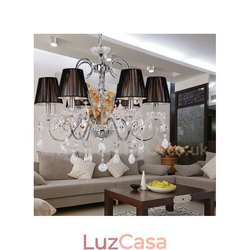 Lustre estilo vela de cristal K9 contemporâneo de 6 luzes
