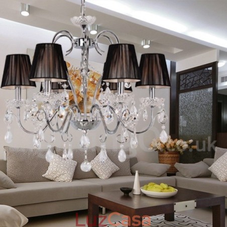 Lustre estilo vela de cristal K9 contemporâneo de 6 luzes Lustre estilo vela de cristal K9 contemporâneo de 6 luzes
