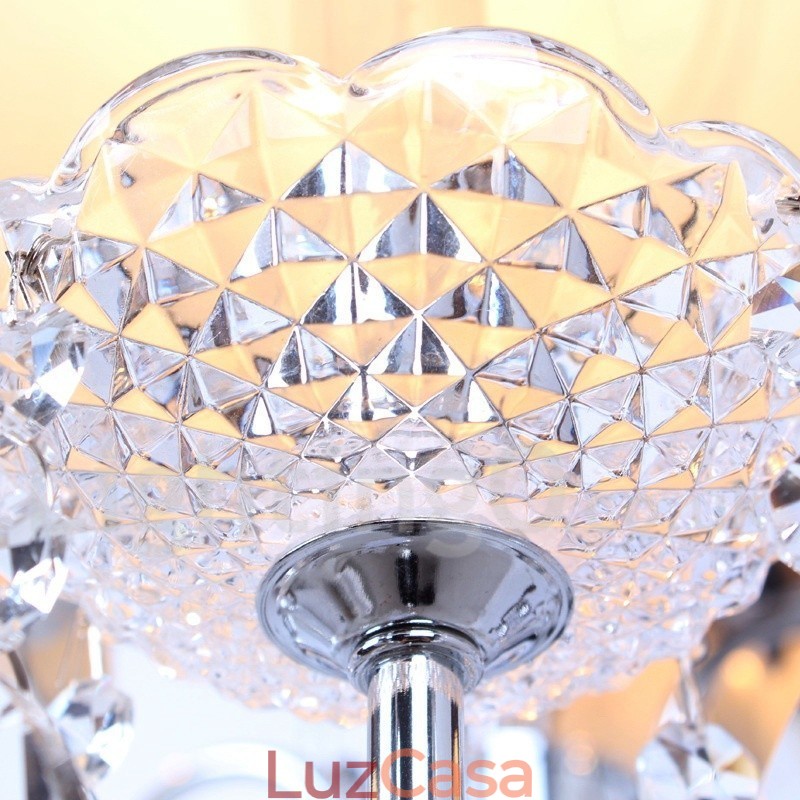 Lustre estilo vela de cristal K9 contemporâneo de 8 luzes