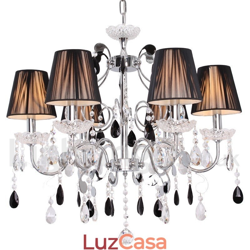 Lustre estilo vela de cristal K9 contemporâneo de 6 luzes