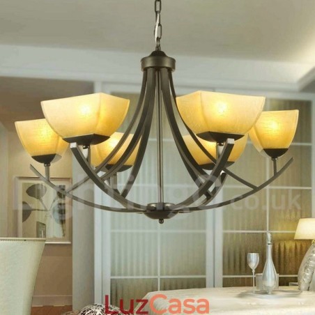 Lustre estilo vela preta estilo mediterrâneo de 6 luzes Lustre estilo vela preta estilo mediterrâneo de 6 luzes
