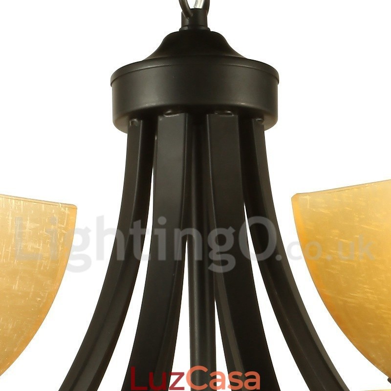 Lustre estilo vela preta estilo mediterrâneo de 6 luzes