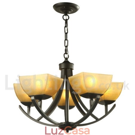 Lustre estilo vela preta estilo mediterrâneo de 5 luzes