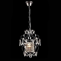 Lustre de pintura de ferro com lâmpada de iluminação moderna de cristal transparente