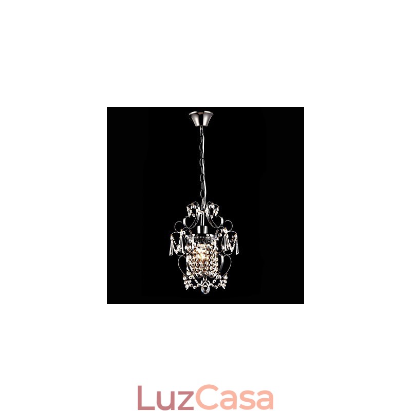 Lustre de pintura de ferro com lâmpada de iluminação moderna de cristal transparente