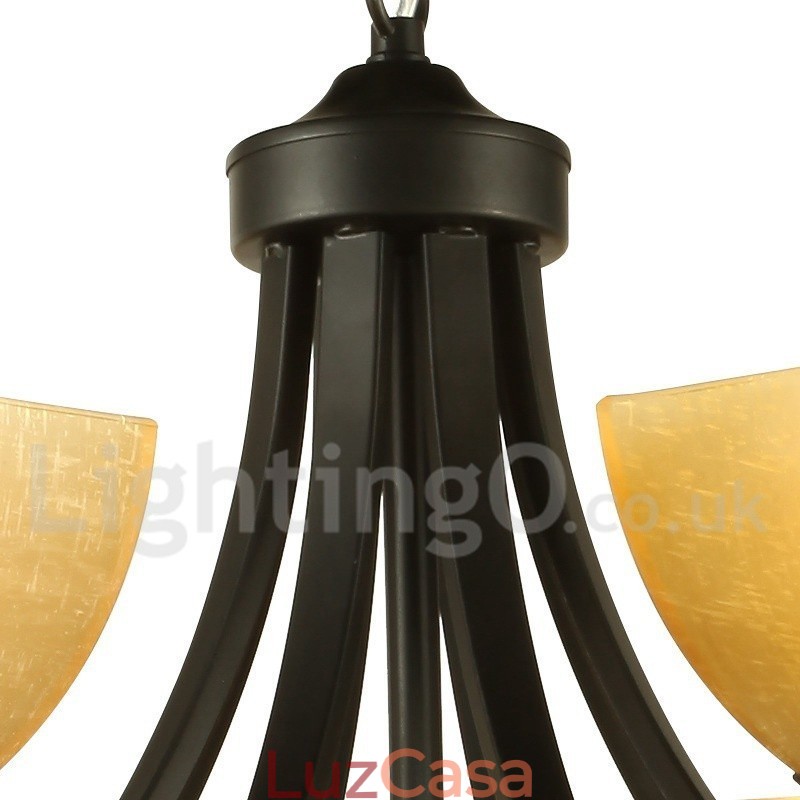 Lustre estilo vela preta estilo mediterrâneo de 5 luzes