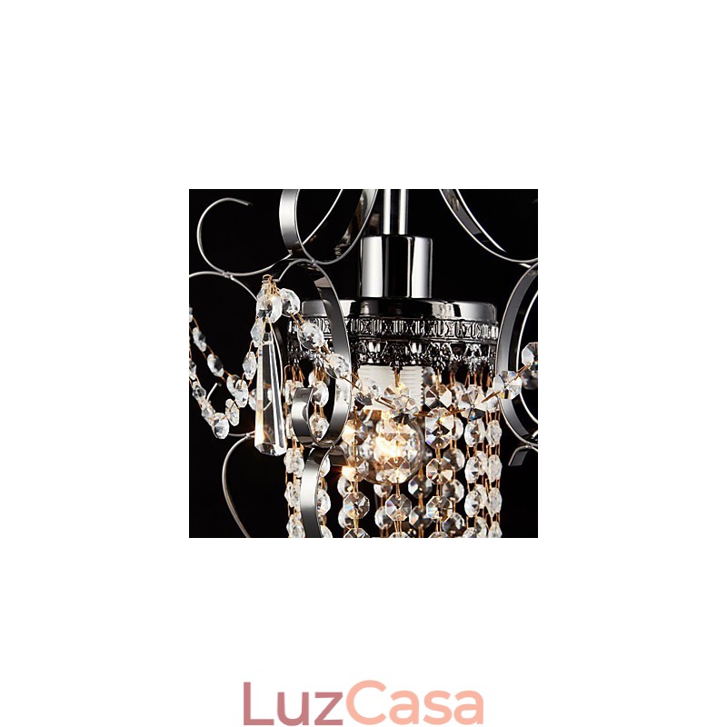 Lustre de pintura de ferro com lâmpada de iluminação moderna de cristal transparente