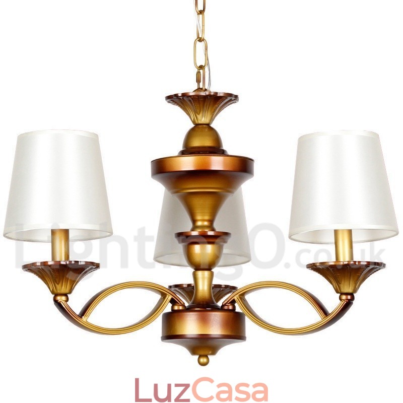 Lustre estilo retrô mediterrâneo de 3 luzes estilo vela rústica