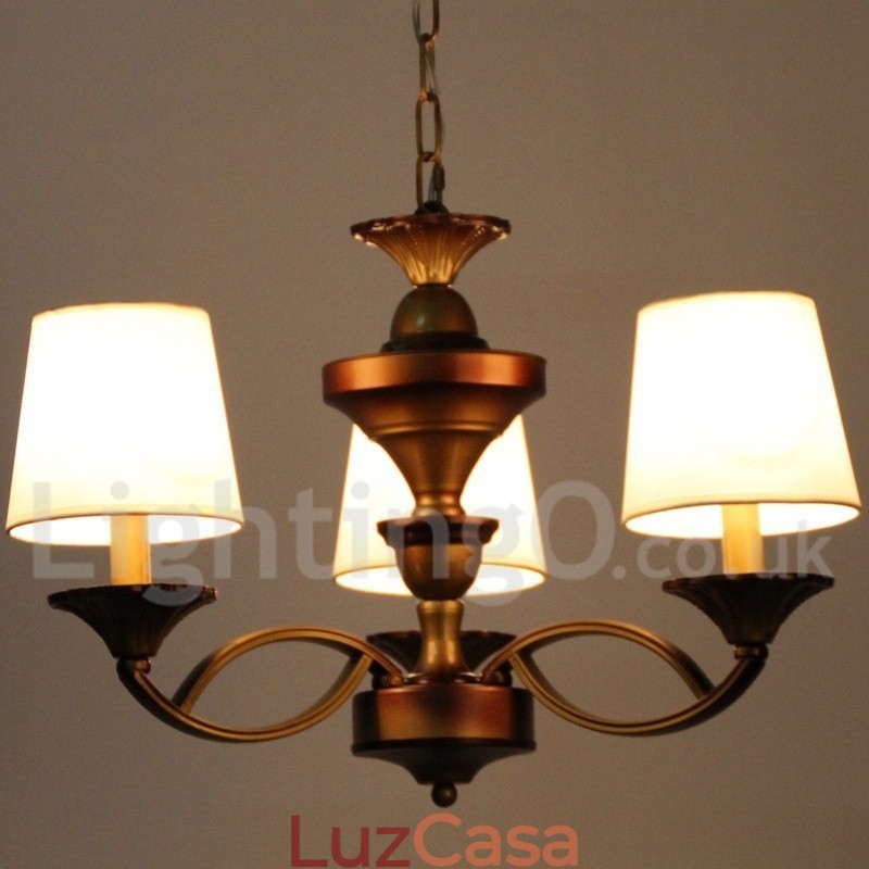 Lustre estilo retrô mediterrâneo de 3 luzes estilo vela rústica
