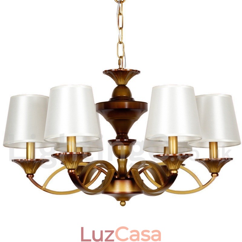 Lustre estilo retrô mediterrâneo estilo vela rústica de 6 luzes