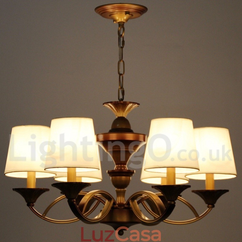 Lustre estilo retrô mediterrâneo estilo vela rústica de 6 luzes
