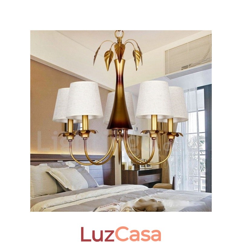 Lustre estilo vela rústica contemporânea moderna de 5 luzes