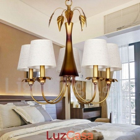 Lustre estilo vela rústica contemporânea moderna de 5 luzes Lustre estilo vela rústica contemporânea moderna de 5 luzes