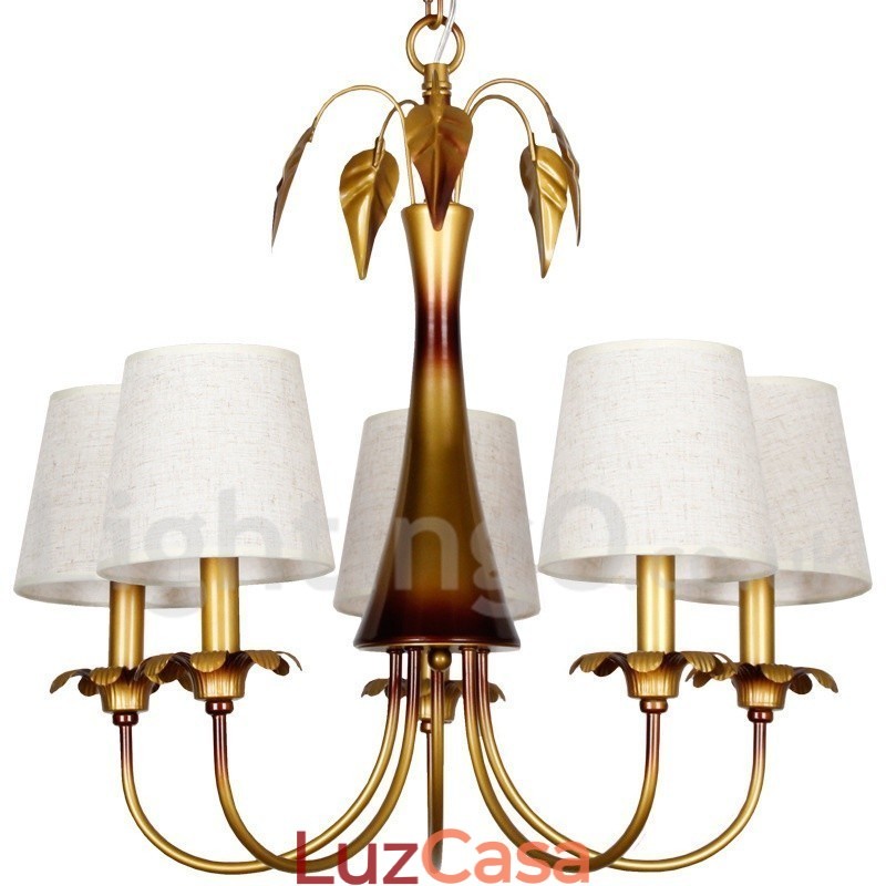 Lustre estilo vela rústica contemporânea moderna de 5 luzes