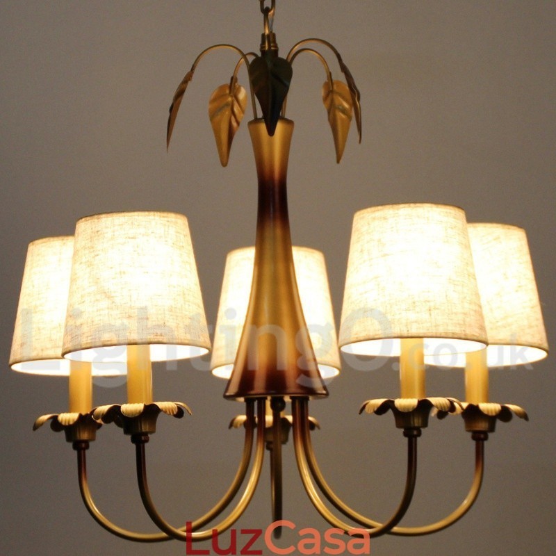 Lustre estilo vela rústica contemporânea moderna de 5 luzes