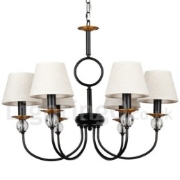 Lustre estilo vela contemporâneo estilo mediterrâneo retrô preto rústico de 6 luzes