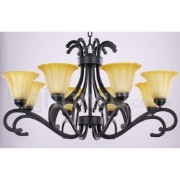 Lustre estilo vela contemporânea preta de 8 luzes