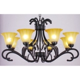 Lustre estilo vela contemporânea preta de 8 luzes