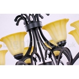 Lustre estilo vela contemporânea preta de 8 luzes