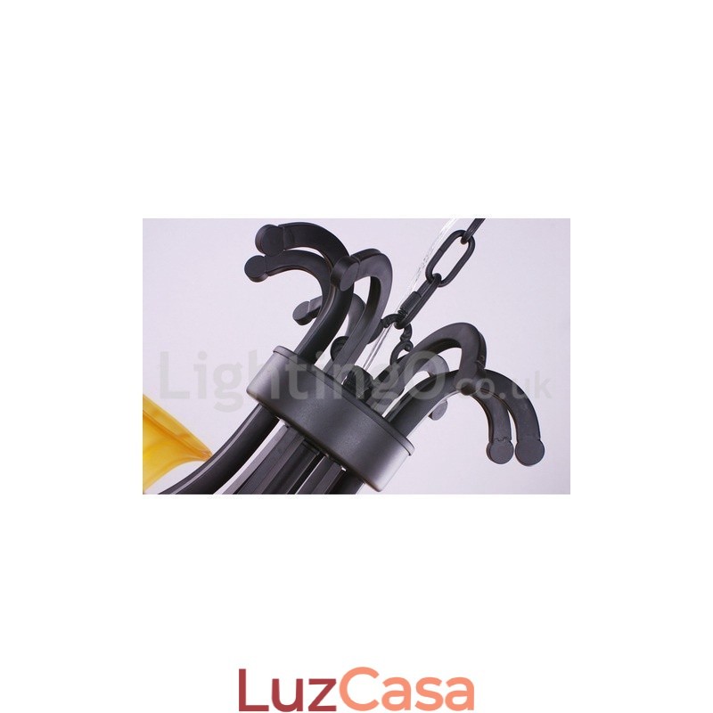 Lustre estilo vela contemporânea preta de 8 luzes