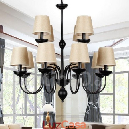 Lustre estilo vela contemporâneo retrô de 2 níveis, rústico, de 12 luzes Lustre estilo vela contemporâneo retrô de 2 níveis, rústico, de 12 luzes