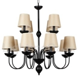 Lustre estilo vela contemporâneo retrô de 2 níveis, rústico, de 12 luzes