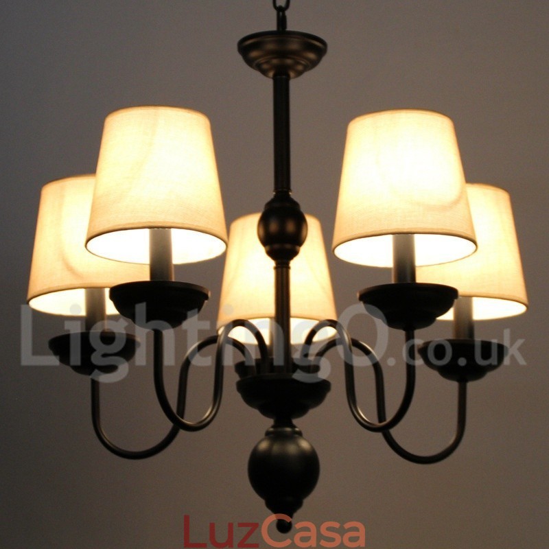 Lustre estilo vela contemporâneo retrô rústico de 5 luzes