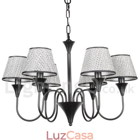 Lustre estilo vela preta retrô contemporâneo moderno rústico de 6 luzes Lustre estilo vela preta retrô contemporâneo moderno rústico de 6 luzes