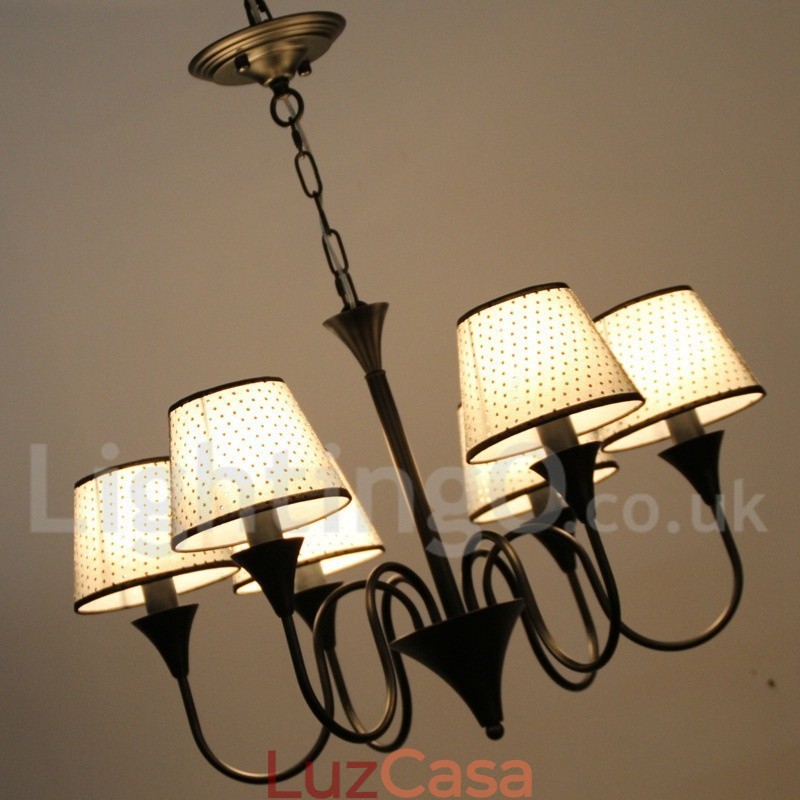 Lustre estilo vela preta retrô contemporâneo moderno rústico de 6 luzes