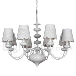 Lustre moderno contemporâneo de 8 luzes estilo vela branca vazada
