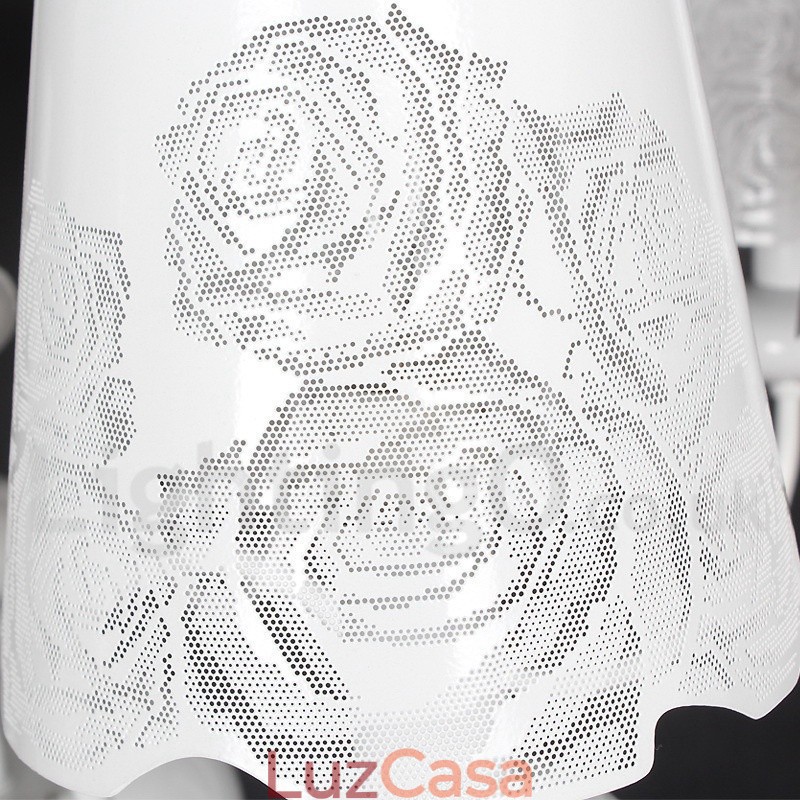 Lustre moderno contemporâneo de 8 luzes estilo vela branca vazada