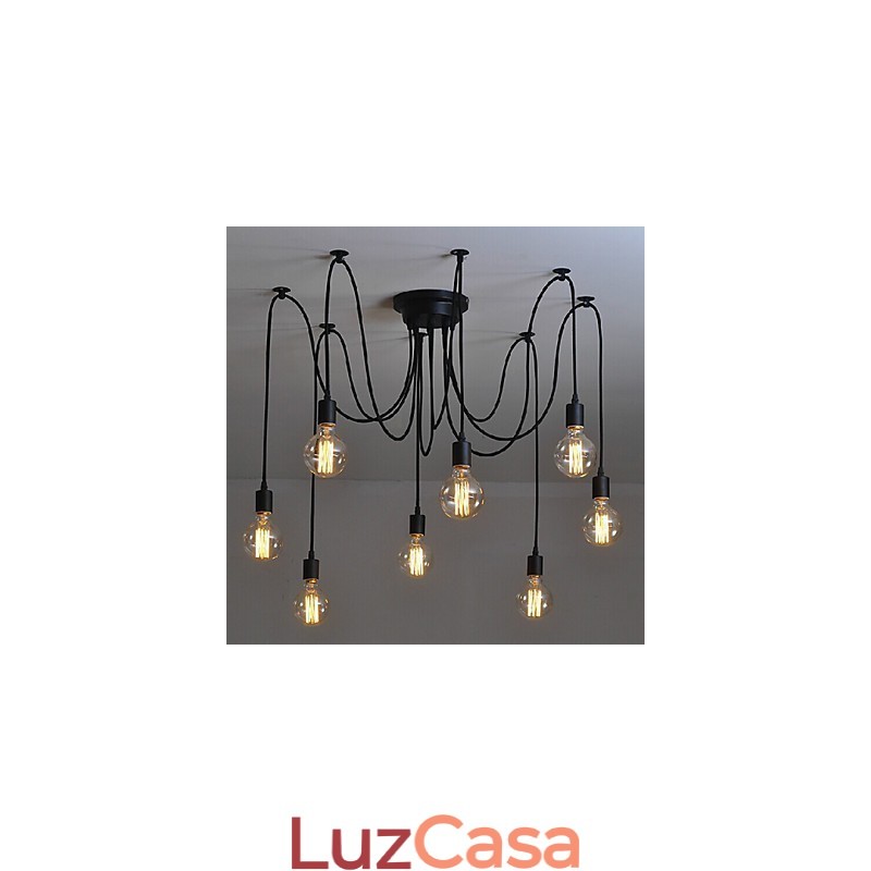 8 Luzes Lustre Pendente Tradicional Clássico Retro Metal