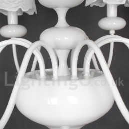 Lustre moderno contemporâneo de 8 luzes estilo vela branca vazada