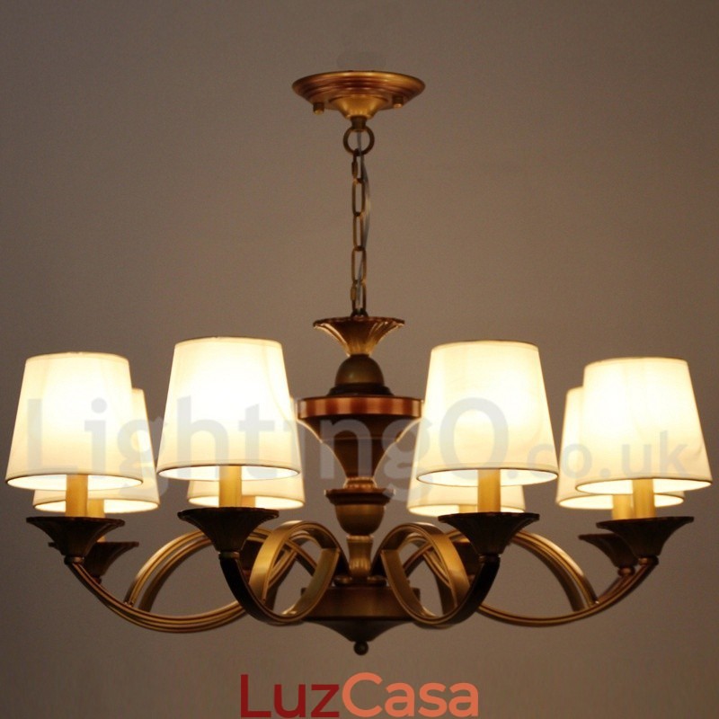 Lustre estilo retrô mediterrâneo com 8 luzes estilo vela rústica